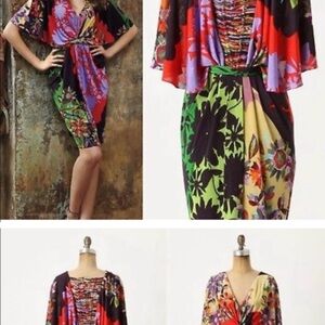 Ranna Gill Pink Black Bodycon Midi Dress